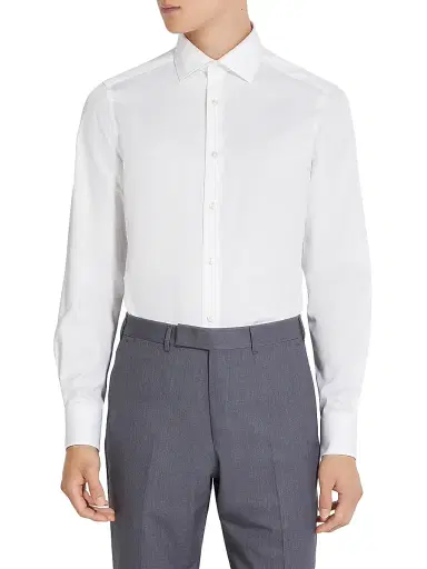 Zegna Men's Micro-Striped Cotton Shirt - White - Size 18 | Thumbnail 2