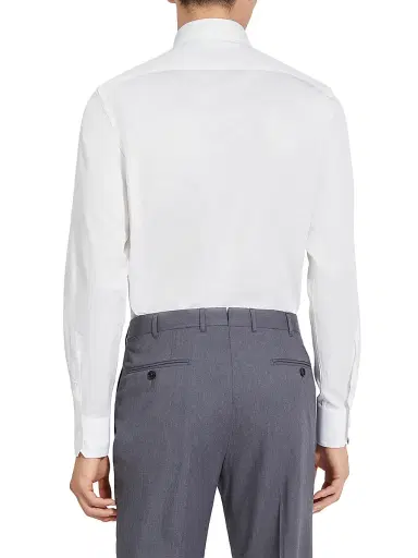 Zegna Men's Micro-Striped Cotton Shirt - White - Size 18 | Thumbnail 3