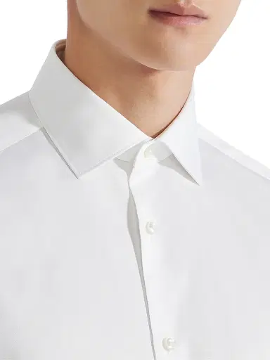 Zegna Men's Micro-Striped Cotton Shirt - White - Size 18 | Thumbnail 4