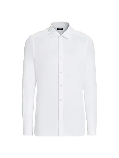 Zegna Men's Micro-Striped Cotton Shirt - White - Size 18 | Thumbnail 1