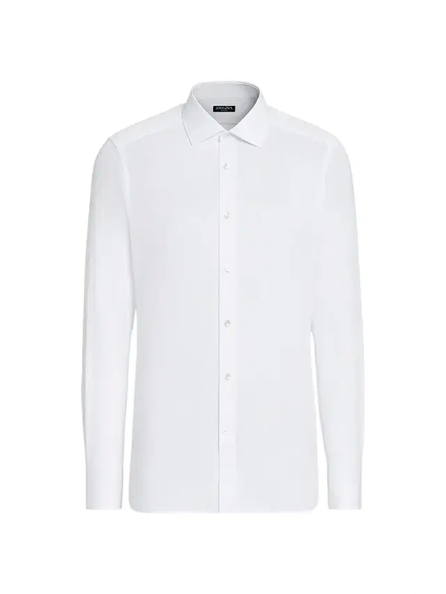ZEGNA Men's Micro-Striped Cotton Shirt - White