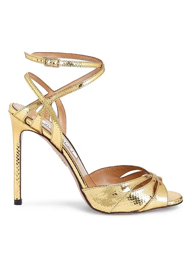 Women's Moves 105MM Snake-Embossed Leather Sandals - Gold