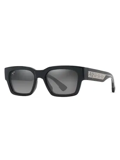 Maui Jim Men's Kenui 53MM Rectangular Sunglasses - Black Light Grey Gradient | Thumbnail 3