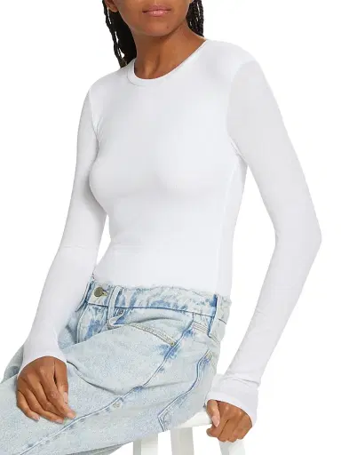 ATM Anthony Thomas Melillo Women's Long Sleeved Bodysuit - White - Size XL | Thumbnail 7