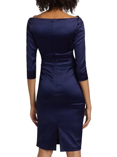 Talbot Runhof Women's Satin Duchesse Sheath Dress - Royal Navy | Thumbnail 5 Talbot Runhof Women's Satin Duchesse Sheath Dress - Royal Navy | Thumbnail 5