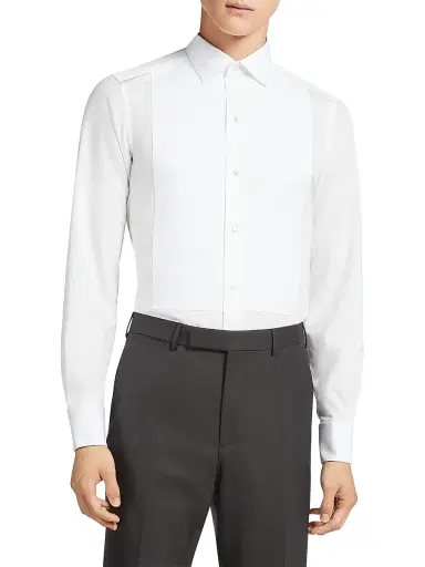 Zegna Men's Cotton Tuxedo Shirt - Optical White - Size 18 | Thumbnail 2 Zegna Men's Cotton Tuxedo Shirt - Optical White - Size 18 | Thumbnail 2