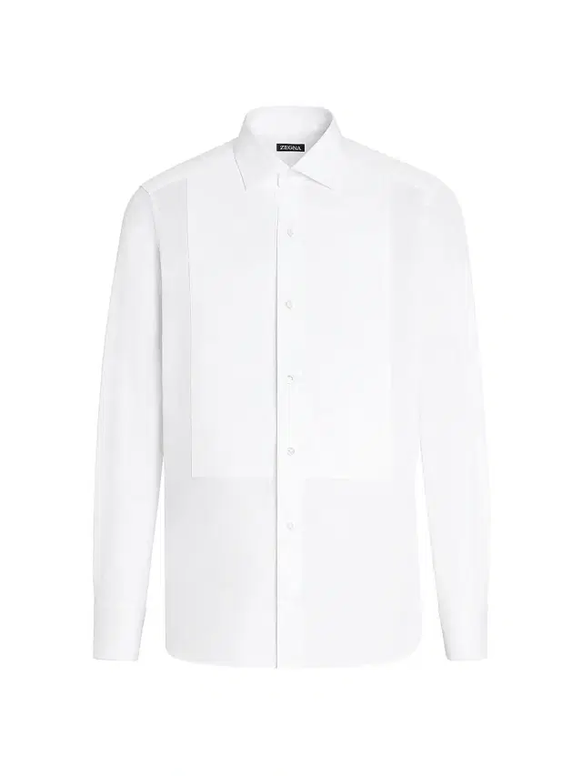 ZEGNA Men's Cotton Tuxedo Shirt - Optical White