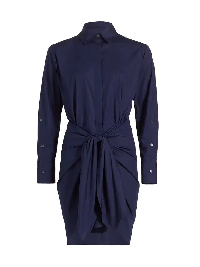 Derek Lam 10 Crosby Women's Charlotte Tie-Waist Shirtdress - Navy
