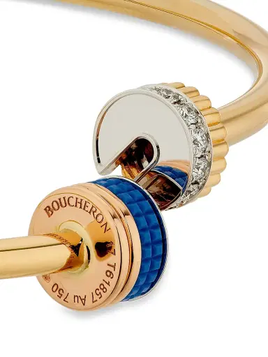 Boucheron Women's Quatre Blue Edition Tri-Tone 18K Gold, HyCeram & 0.11 TCW Diamond Bangle - Yellow Gold | Thumbnail 4
