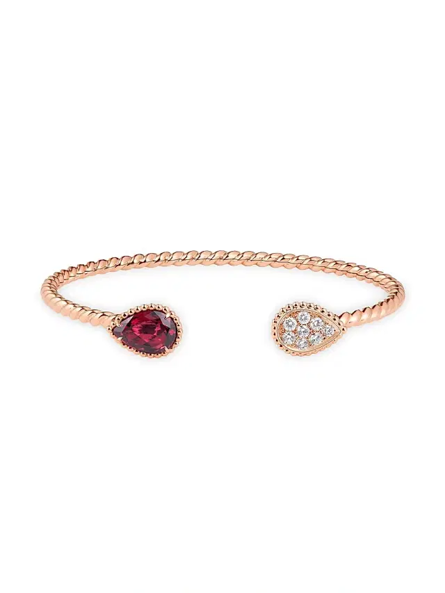 Women's Serpent Bohème 18K Rose Gold, Rhodolite Garnet & 0.32 TCW Diamond Cuff - Pink Gold