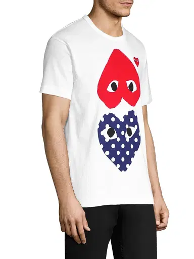 Comme des Garçons PLAY Men's Polka Dot Heart Graphic Tee - White - Size Small | Thumbnail 4
