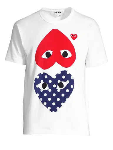 Comme des Garçons PLAY Men's Polka Dot Heart Graphic Tee - White - Size Small | Thumbnail 7