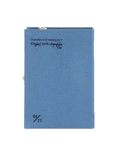 Olympia Le-Tan Women's Cocktail, Olympia of Greece X OLT Bloody Mary Embroidered Book Clutch - Blue Multi | Thumbnail 4