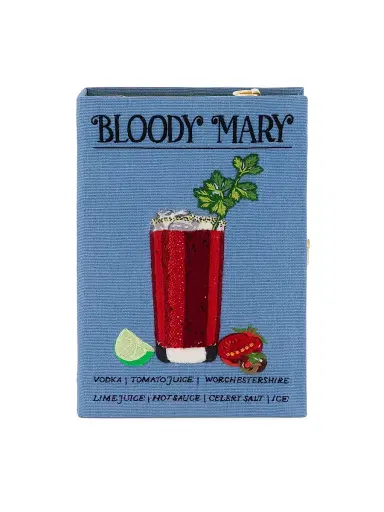 Olympia Le-Tan Women's Cocktail, Olympia of Greece X OLT Bloody Mary Embroidered Book Clutch - Blue Multi | Thumbnail 1