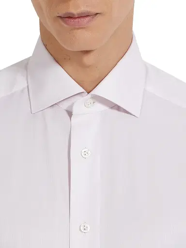 ZEGNA Men's Micro Striped Centoventimila Cotton Shirt - Light Pink | Thumbnail 4 ZEGNA Men's Micro Striped Centoventimila Cotton Shirt - Light Pink | Thumbnail 4