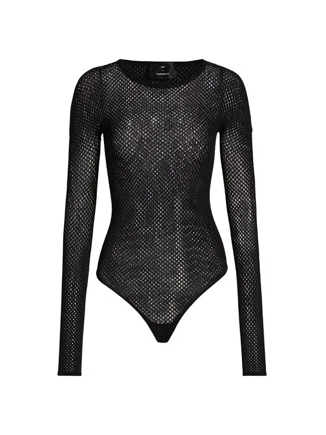 Women's RHW Wool-Blend Mesh Bodysuit - Black