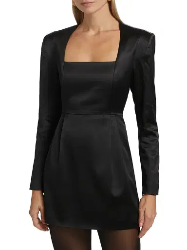 Ronny Kobo Women's Valentina Squareneck Minidress - Jet Black | Thumbnail 3