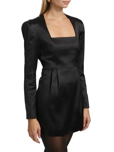 Ronny Kobo Women's Valentina Squareneck Minidress - Jet Black | Thumbnail 4