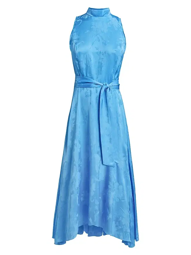 Santorelli Women's Taylor Belted Jacquard Midi-Dress - Cornflower