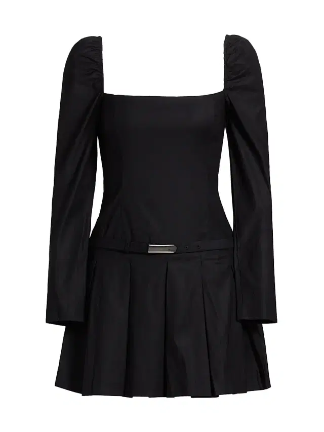 Reformation Women's Luella Poplin Square-Neck Minidress - Black