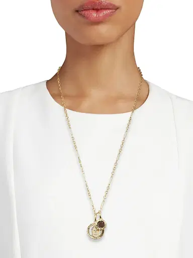 Foundrae Women's Internal Compass & Vivacity 18K Yellow Gold & Garnet Mixed Clip Chain Necklace - Yellow Gold | Thumbnail 2