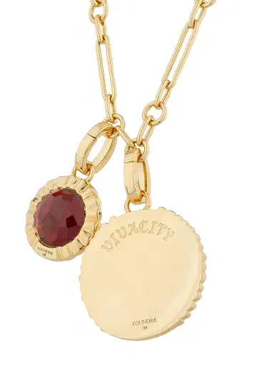 Foundrae Women's Internal Compass & Vivacity 18K Yellow Gold & Garnet Mixed Clip Chain Necklace - Yellow Gold | Thumbnail 3
