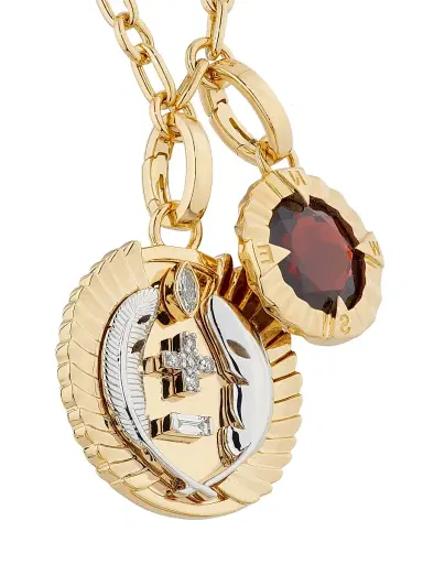 Foundrae Women's Internal Compass & Vivacity 18K Yellow Gold & Garnet Mixed Clip Chain Necklace - Yellow Gold | Thumbnail 5