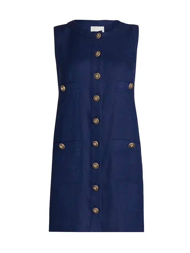 Reformation Women's Tropez Linen Sleeveless Shift Minidress - Danube