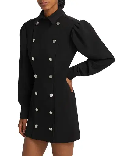 Ronny Kobo Women's Boge Double-Breasted Minidress - Jet Black | Thumbnail 4