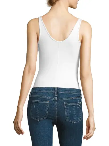 ATM Anthony Thomas Melillo Women's V-Neck Stretch-Modal Bodysuit - White - Size XL | Thumbnail 3
