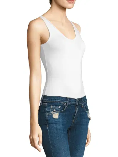 ATM Anthony Thomas Melillo Women's V-Neck Stretch-Modal Bodysuit - White - Size XL | Thumbnail 4