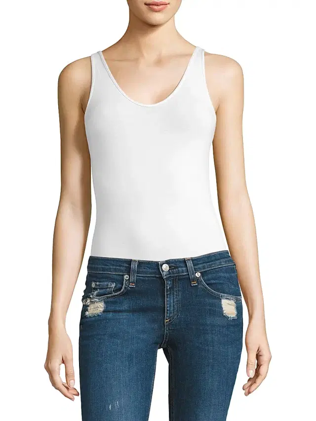 ATM Anthony Thomas Melillo Women's V-Neck Stretch-Modal Bodysuit - White - Size XL