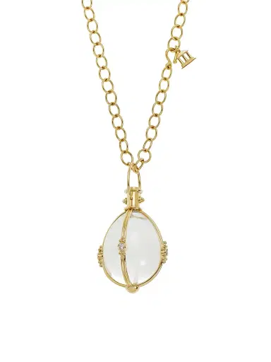 Temple St. Clair Women's Classic Diamond, Rock Crystal & 18K Yellow Amulet - Yellow Gold | Thumbnail 2