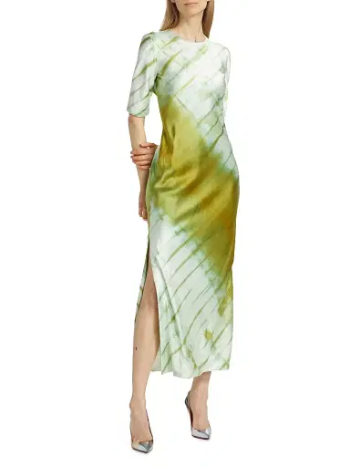 Alejandra Alonso Rojas Women's Silk Short-Sleeve Midi-Dress - Green Shibori | Thumbnail 2 Alejandra Alonso Rojas Women's Silk Short-Sleeve Midi-Dress - Green Shibori | Thumbnail 2