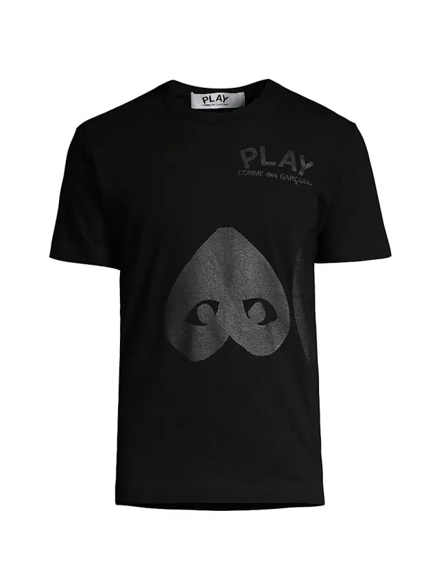 Comme des Garçons PLAY Men's Two Hearts Print Graphic Tee - Black