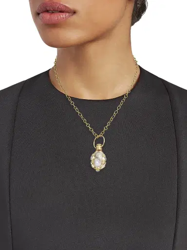 Temple St. Clair Women's Florence86 Rock Crystal, Royal Blue Moonstone & 18K Yellow Gold Charm - Yellow Gold | Thumbnail 3