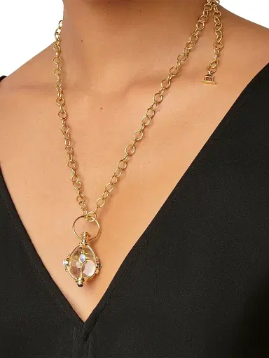Temple St. Clair Women's Florence86 Rock Crystal, Royal Blue Moonstone & 18K Yellow Gold Charm - Yellow Gold | Thumbnail 4