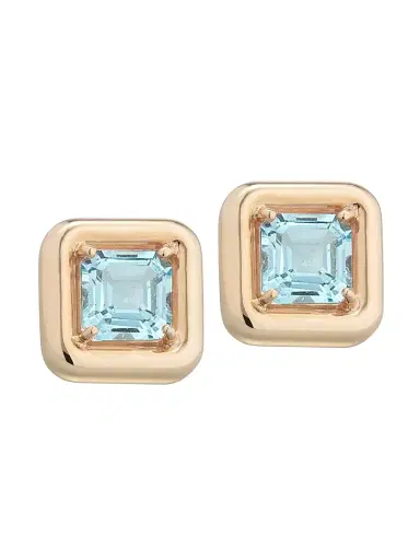 Bea Bongiasca Women's Candy 9K Yellow Gold & Rock Crystal Square Earrings - Topaz | Thumbnail 2 Bea Bongiasca Women's Candy 9K Yellow Gold & Rock Crystal Square Earrings - Topaz | Thumbnail 2