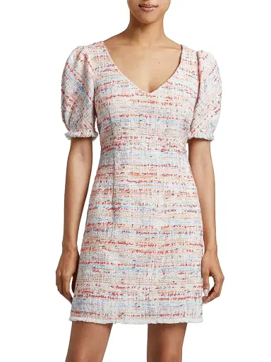 Santorelli Women's Bianca Cotton-Blend Tweed Short-Sleeve Minidress | Thumbnail 3 Santorelli Women's Bianca Cotton-Blend Tweed Short-Sleeve Minidress | Thumbnail 3