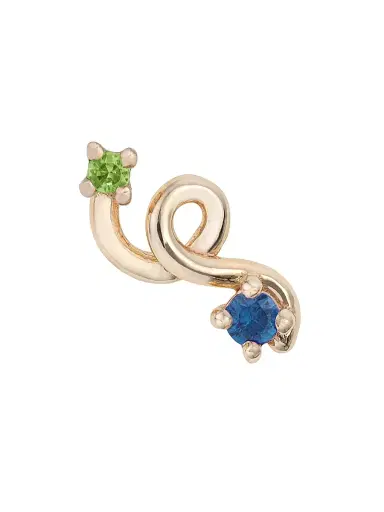 Bea Bongiasca Women's Loop Mini Loop 9K Yellow Gold, Tsavorite & Blue Sapphire Earring - Tsavorite Blue Sapphire | Thumbnail 1