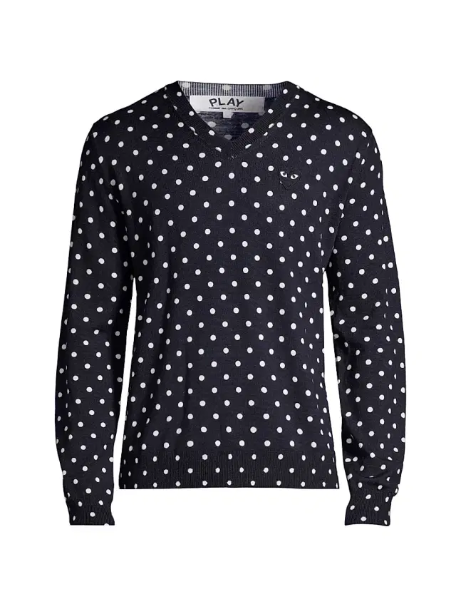 Comme des Garçons PLAY Men's Polka Dot Wool Sweater - Merlot
