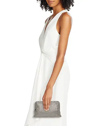 Whiting & Davis Women's Dimple Mesh Clutch - Pewter | Thumbnail 3 Whiting & Davis Women's Dimple Mesh Clutch - Pewter | Thumbnail 3