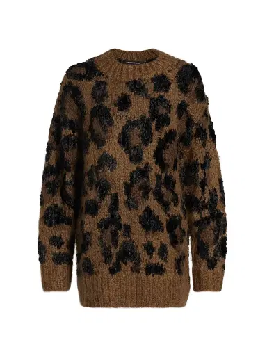 Junya Watanabe Women's Leopard Pattern Wool-Blend Sweater - Beige | Thumbnail 1 Junya Watanabe Women's Leopard Pattern Wool-Blend Sweater - Beige | Thumbnail 1