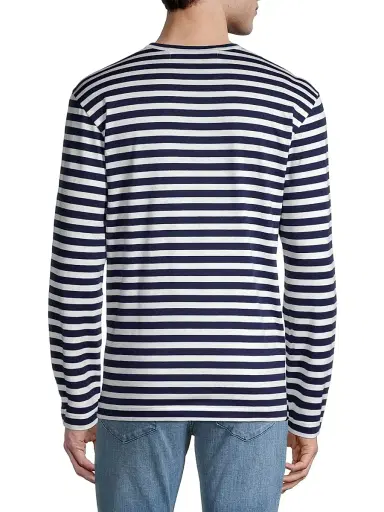 Comme des Garçons PLAY Men's Long Sleeve Striped T-Shirt - Navy White - Size XL | Thumbnail 5