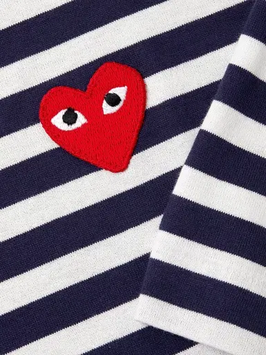 Comme des Garçons PLAY Men's Long Sleeve Striped T-Shirt - Navy White - Size XL | Thumbnail 6