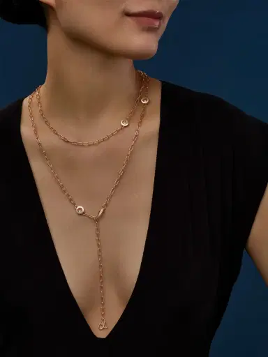 Chopard Women's Happy Diamonds 18K Rose Gold & 0.25 TCW Diamond Sautoir Necklace - Rose Gold | Thumbnail 1