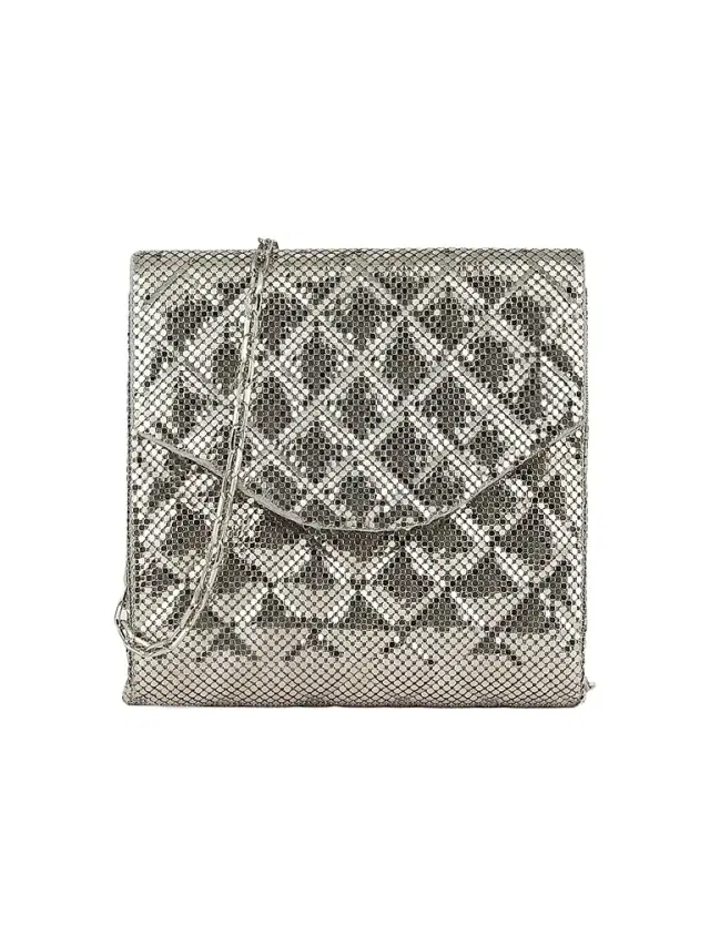 Whiting & Davis Women's Stevie Brass Mesh Clutch - Pewter