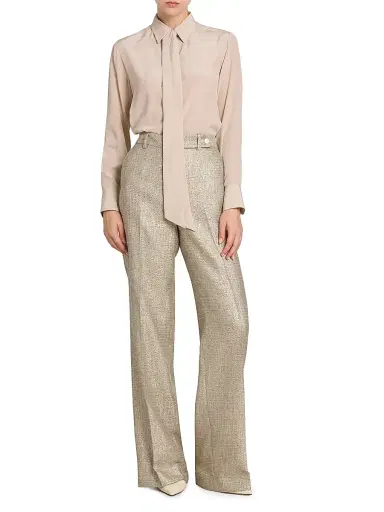 Kiton Women's Silk Long-Sleeve Shirt - Beige - Size 2 | Thumbnail 2 Kiton Women's Silk Long-Sleeve Shirt - Beige - Size 2 | Thumbnail 2