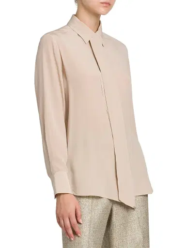 Kiton Women's Silk Long-Sleeve Shirt - Beige - Size 2 | Thumbnail 4 Kiton Women's Silk Long-Sleeve Shirt - Beige - Size 2 | Thumbnail 4