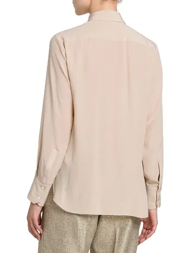 Kiton Women's Silk Long-Sleeve Shirt - Beige - Size 2 | Thumbnail 5 Kiton Women's Silk Long-Sleeve Shirt - Beige - Size 2 | Thumbnail 5